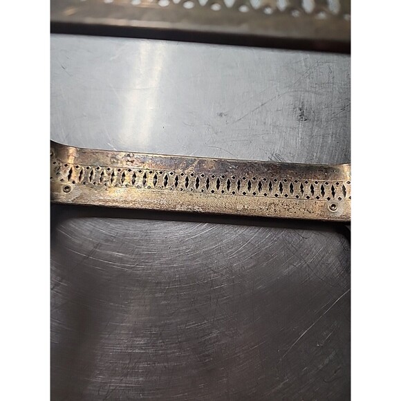 VINTAGE SILVERPLATE FOOTED CASSEROLE HOLDING TRAY 13.5”L 5.5”W 2.5”H - Picture 4 of 5